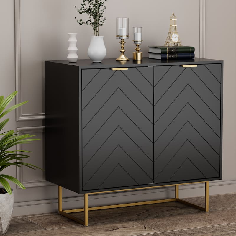 Sideboard Buffet Cabinet with Storage Adjustable Shelf Cabinet for Living Room, Kitchen - Black