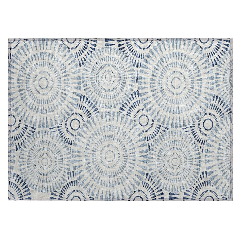 Machine Washable Indoor/ Outdoor Chantille Contemporary Burst Rug