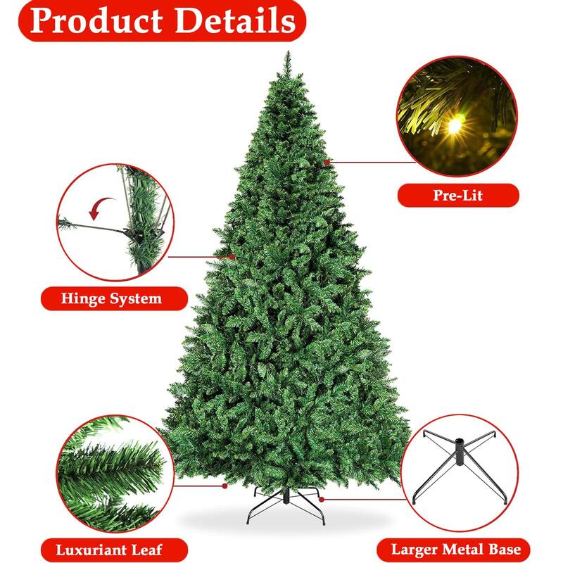 Pre-Lit Artificial 7.5ft Christmas Tree with 450 Clear Incandescent Mini Lights