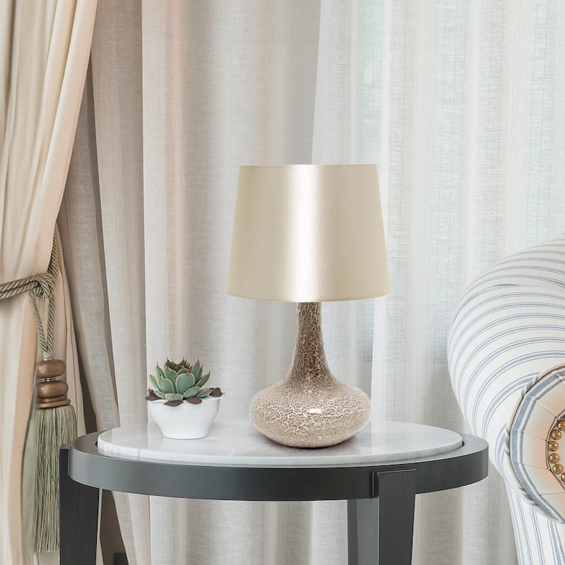 Patchwork Crystal Glass Table Lamp with Drum Shade - 14" - Champagne Gold