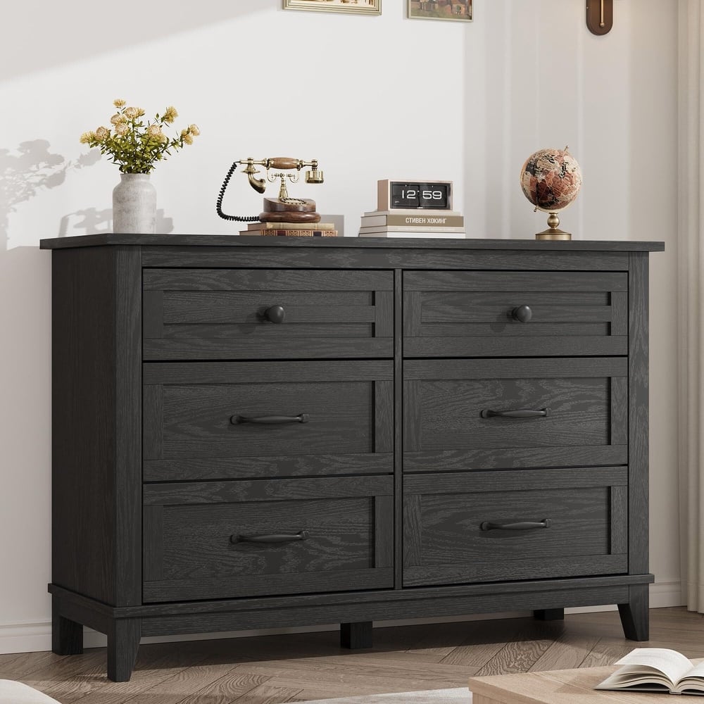 6 Dresser for Bedroom, 47" Wide Drawer Dresser with Storage Freestanding, Wooden Closet Storage