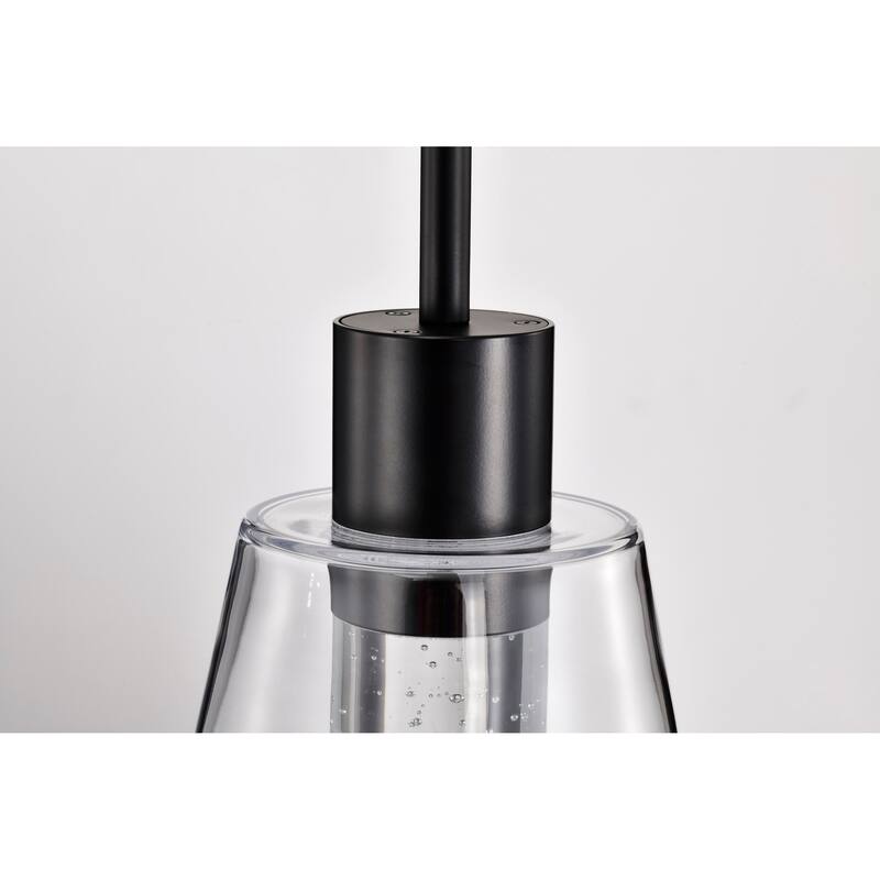 Aura 7 Inch LED Pendant Matte Black K9 Bubble Crystal 3000K CCT - Matte Black