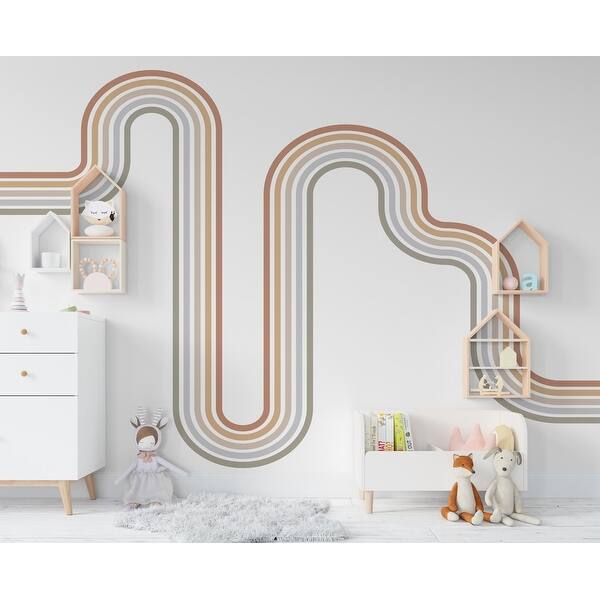 slide 2 of 5, Rainbow stripe Wall Decal Stripe Vinyl Sticker Nursery Wall Decor 16x24