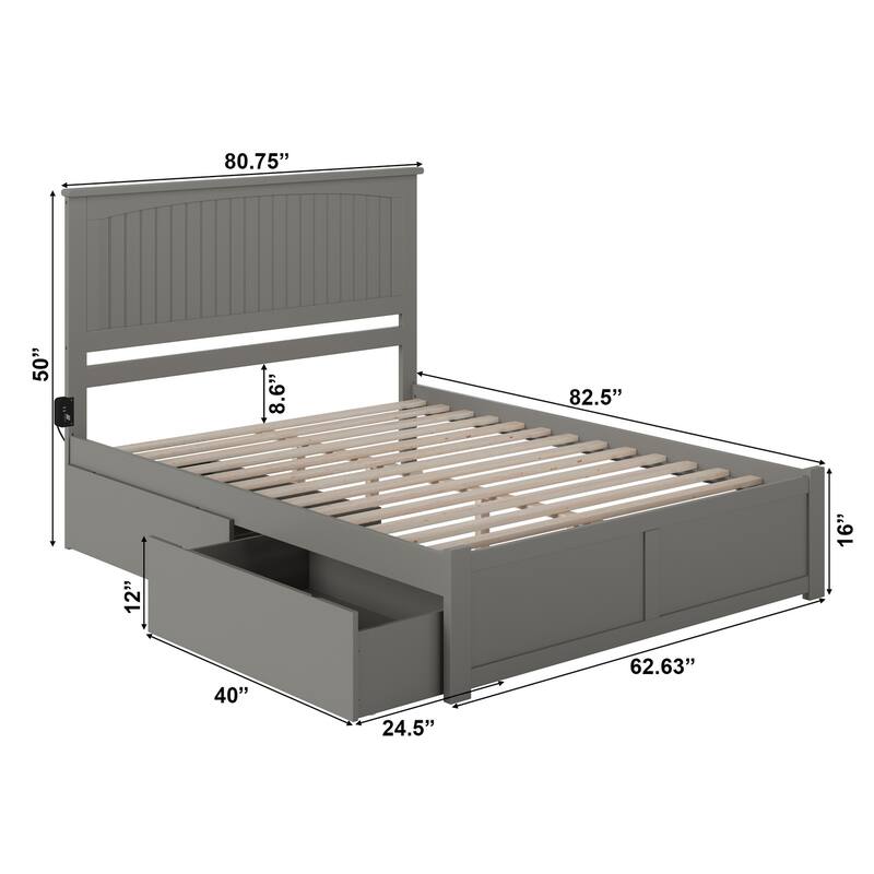 Nantucket King Platform Bed with 2 Drawers in Grey Bed Bath & Beyond