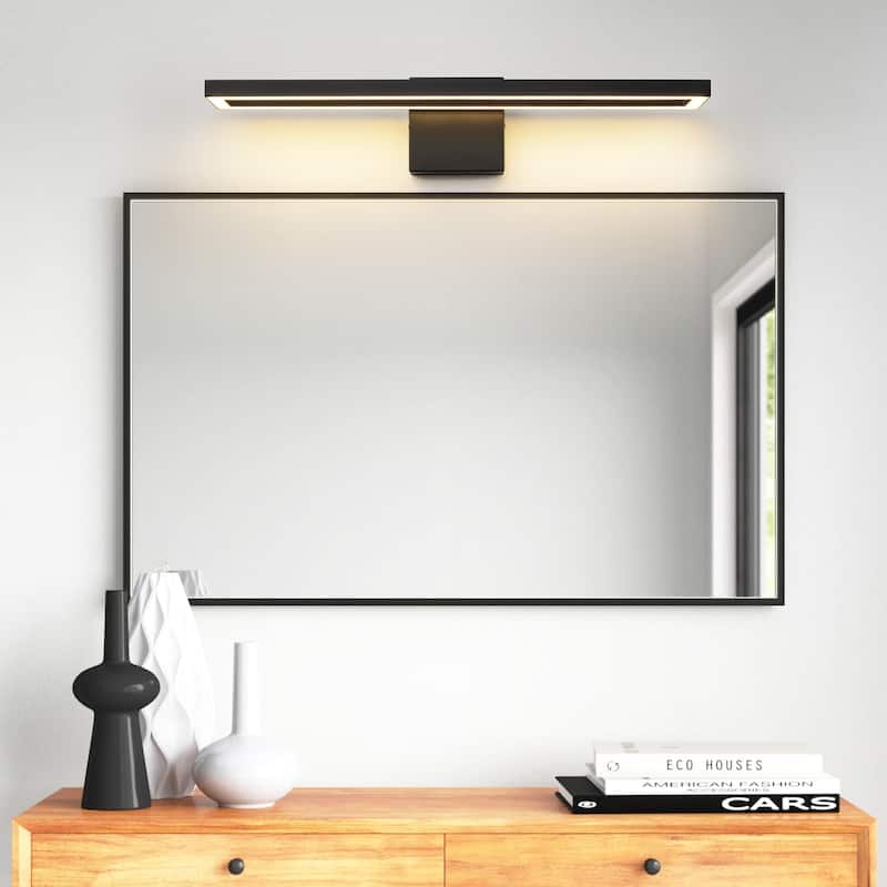 23.6 in. Modern Aluminum Linear Black Dimmable Integrated LED 3000K Bathroom Vanity Wall Light