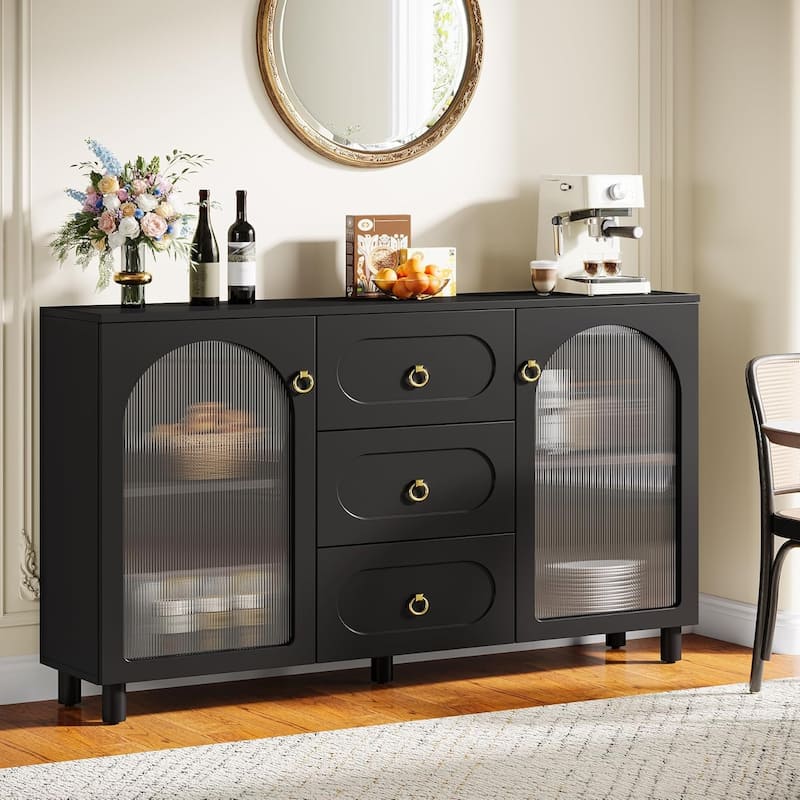 59" Modern Sideboard Buffet Cabinet with Storage for Kitchen, Living Room, Black