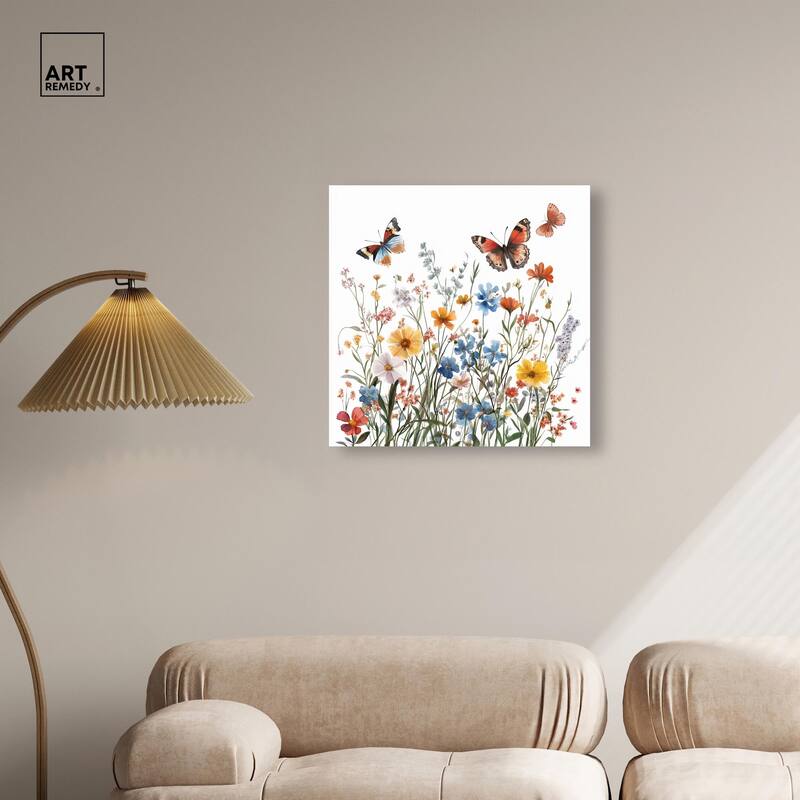 Garden of Fluttering Canvas by Art Remedy, Gallery Wrapped