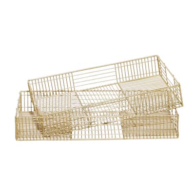 Metal Wire Tray - Set of 2 Gold - CosmoLiving by Cosmopolitan