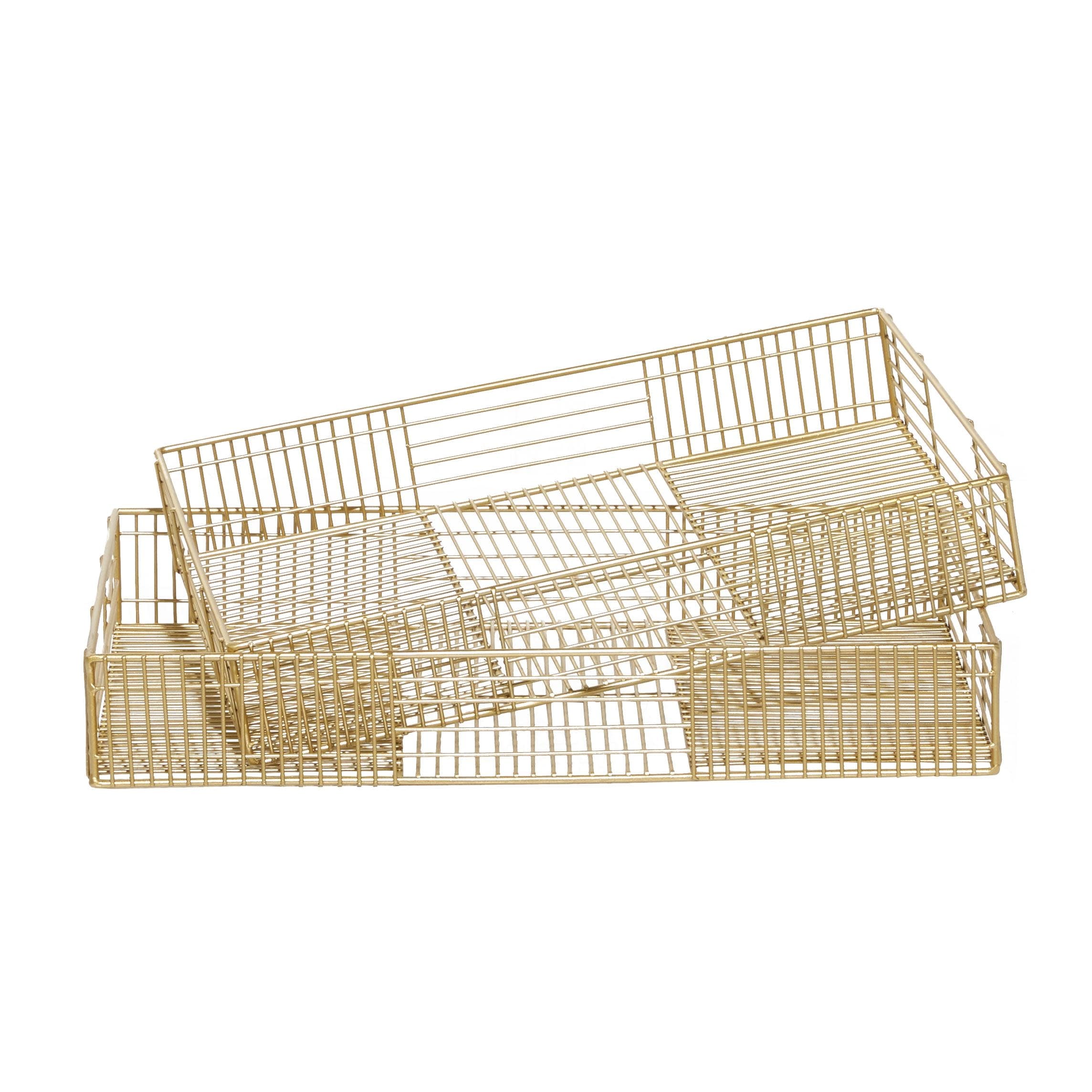 Metal Wire Tray - Set of 2 Gold - CosmoLiving by Cosmopolitan