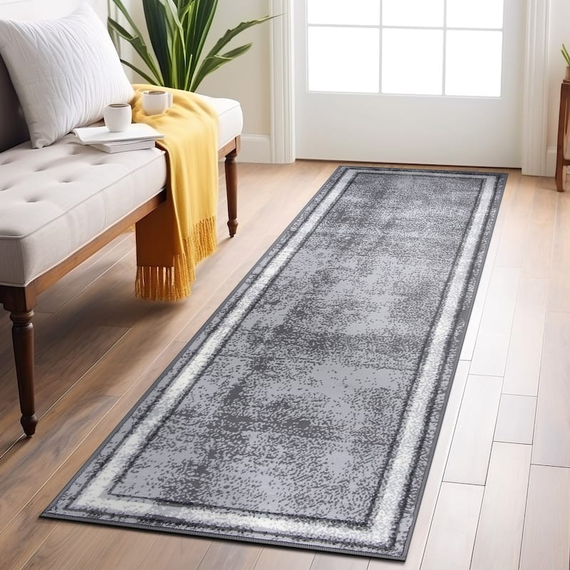 World Rug Gallery Contemporary Distressed Bordered Area Rug