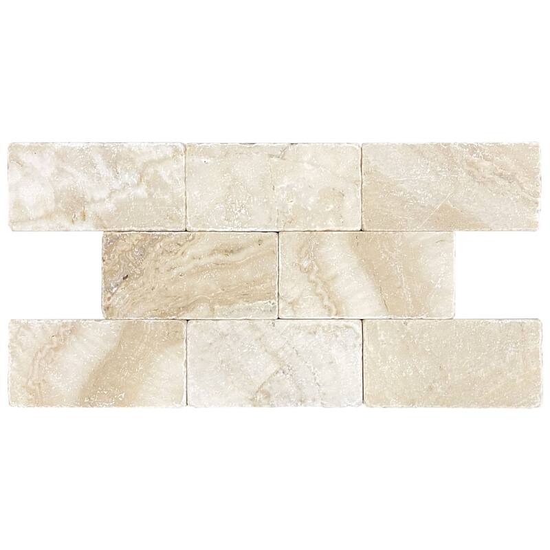 Cloud Travertine 3" x 6" Tumbled Tile - 1 Box (6 sqft) - White