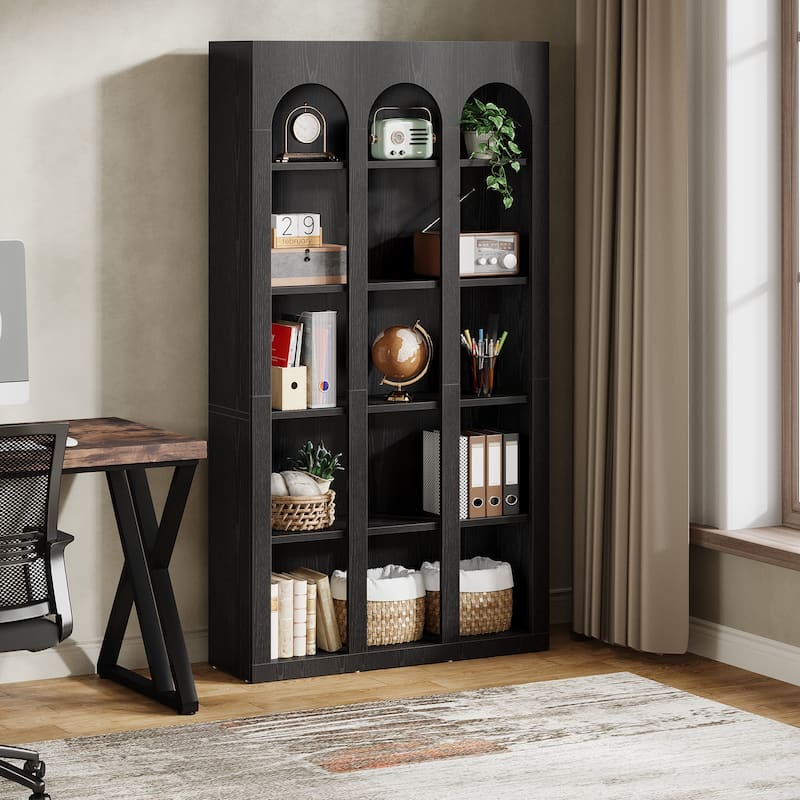 5-Tier Arched Bookshelf, 70.87-Inch Tall Bookcase for Home Office, Living Room - 39.37" W x 11.81" D x 70.87" H