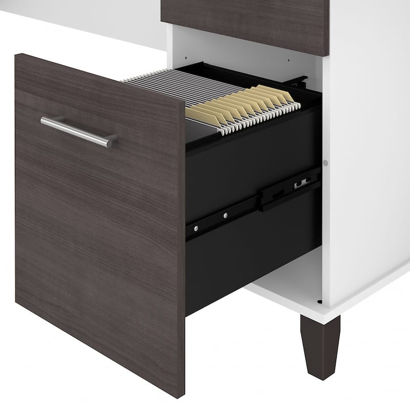 Somerset 72W L Shaped Desk with Hutch and 5 Shelf Bookcase