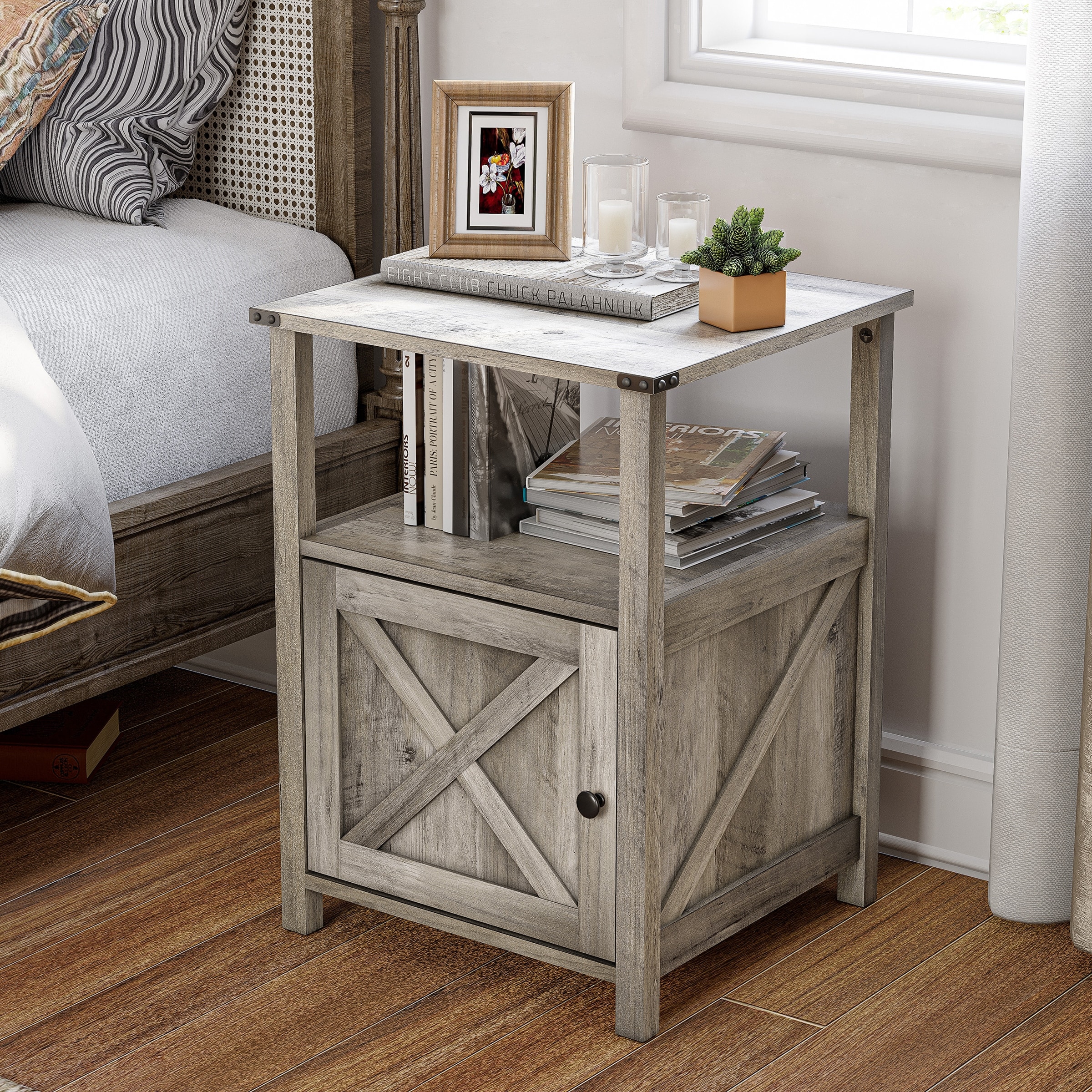 Barn door discount nightstand