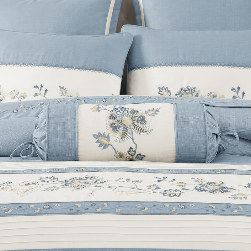 J. Queen New York Garden Bloom Neckroll Pillow - Accent - Polyester - Chambray