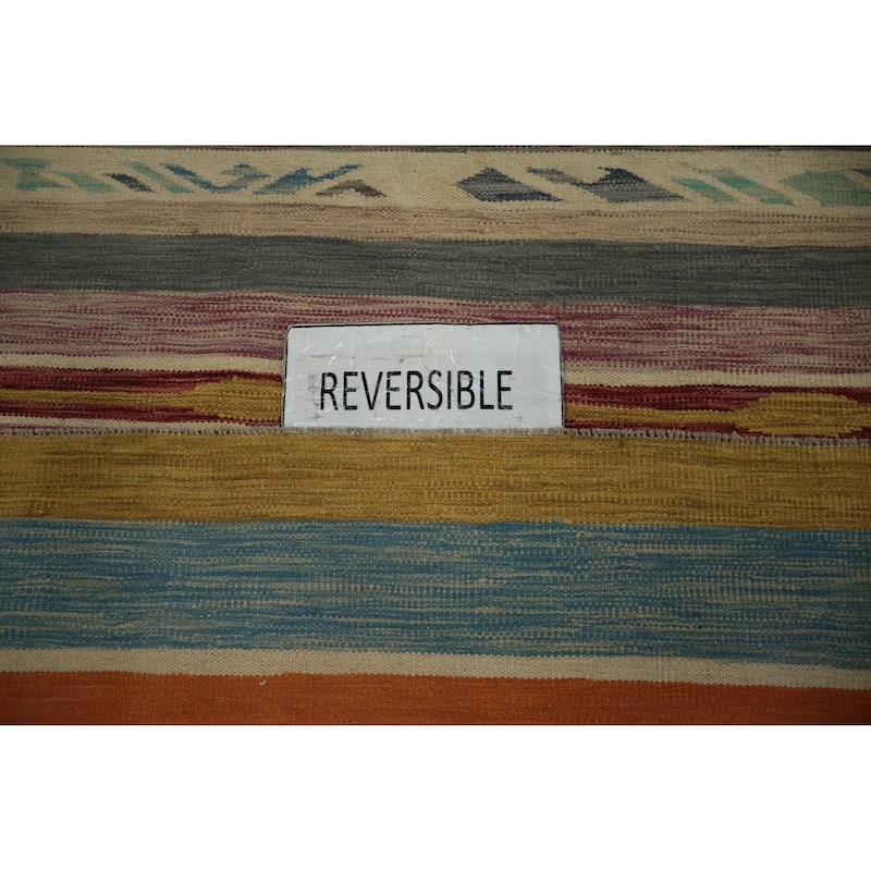 Hand Woven Oriental 100% Wool Carpet Southwestern Modern Multi-Colored Kilim Area Rug - 6' 11'' X 4' 2''
