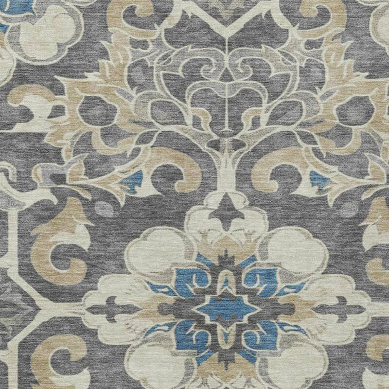 HomeRoots Damask Traditional Rectangle Outdoor Rug