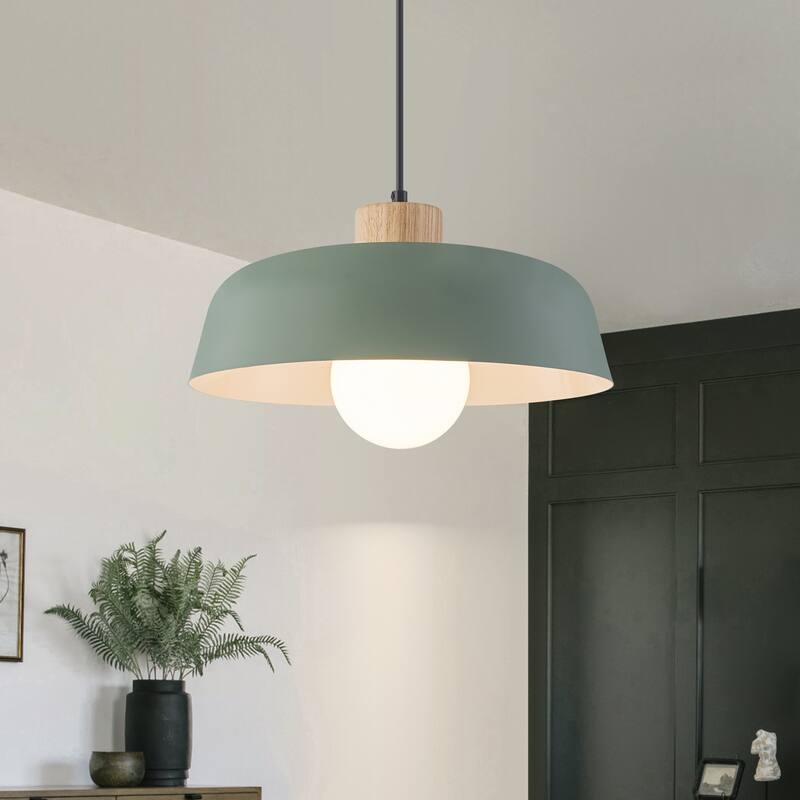 15 in. 1-Light Wood Pendant Light for Kitchen Island - 14.57