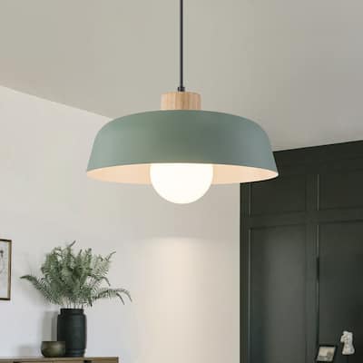 15 in. 1-Light Wood Pendant Light for Kitchen Island - 14.57