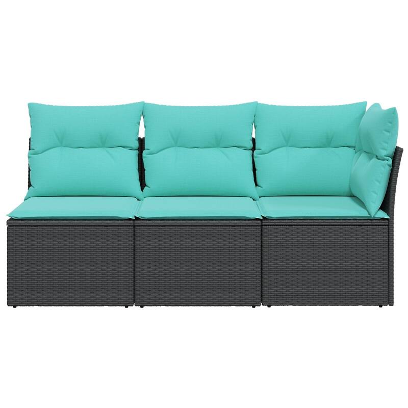 vidaXL Patio Furniture with Cushions Seating Poly Rattan Brown/Gray/Black - 67.7 x 24.4 x 27.7