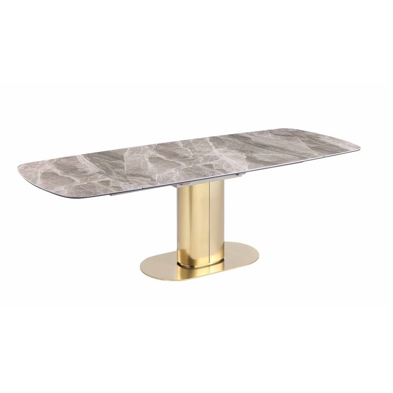 Somette Karlia Kimmy Marbleized Sintered Stone Dining Set with Gray Chairs