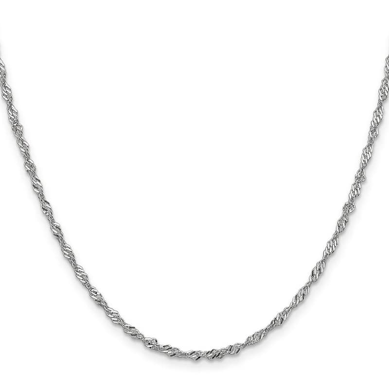 Curata 14k White Gold Solid 2.0mm Diamond-cut Singapore Chain Necklace (Lobster) Options: 16 18 20