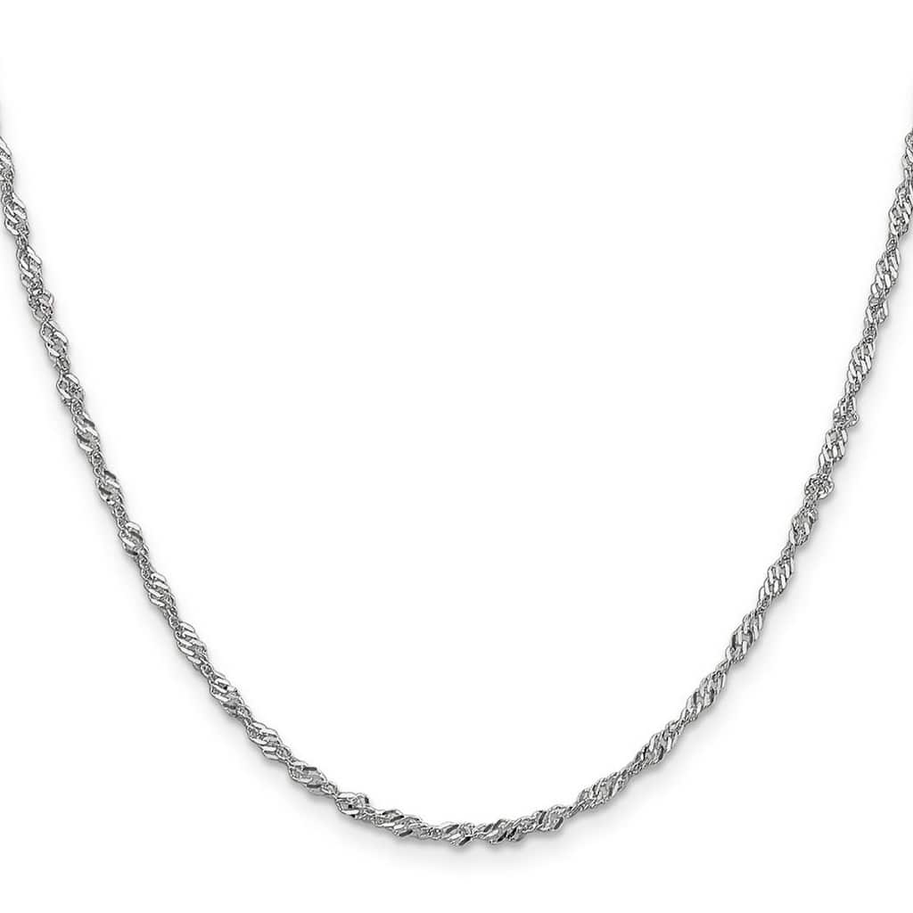 Curata 14k White Gold Solid 2.0mm Diamond-cut Singapore Chain Necklace (Lobster) Options: 16 18 20