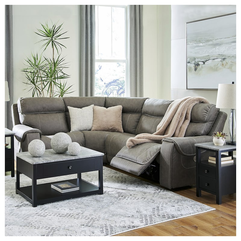 Signature Design by Ashley Starbot Gray 4-Piece Power Reclining Sectional - 73"W x 100"D x 42"H - Grey - Left Facing