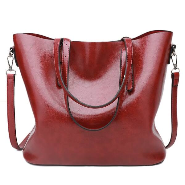 Shop Qzunique Women S Pu Leather Large Bucket Bag Casual Tote