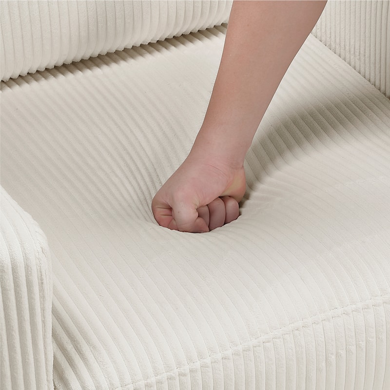 Caspian 76.5" Corduroy Living Room Sofa - Wood Finish Exposed Feet