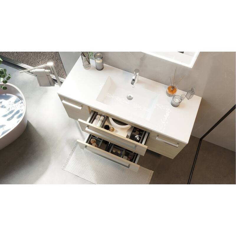 Silhouette Collection 48" Wall Mount Single Sink Bathroom Vanity Cabinet with Doors and Drawers