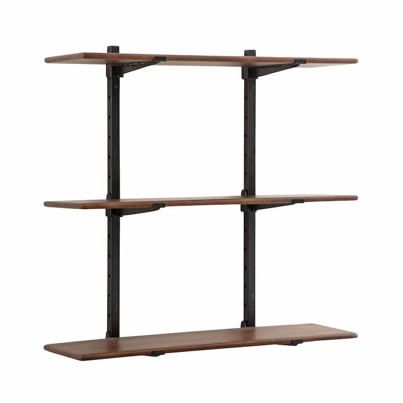 Kate and Laurel Atwood Wall Shelf - 32x10x30 - 32x10x30 - Black/Walnut Brown