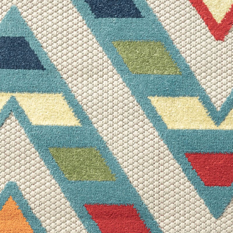Sevita Striped Diamond Textured Indoor/Outdoor Area Rug