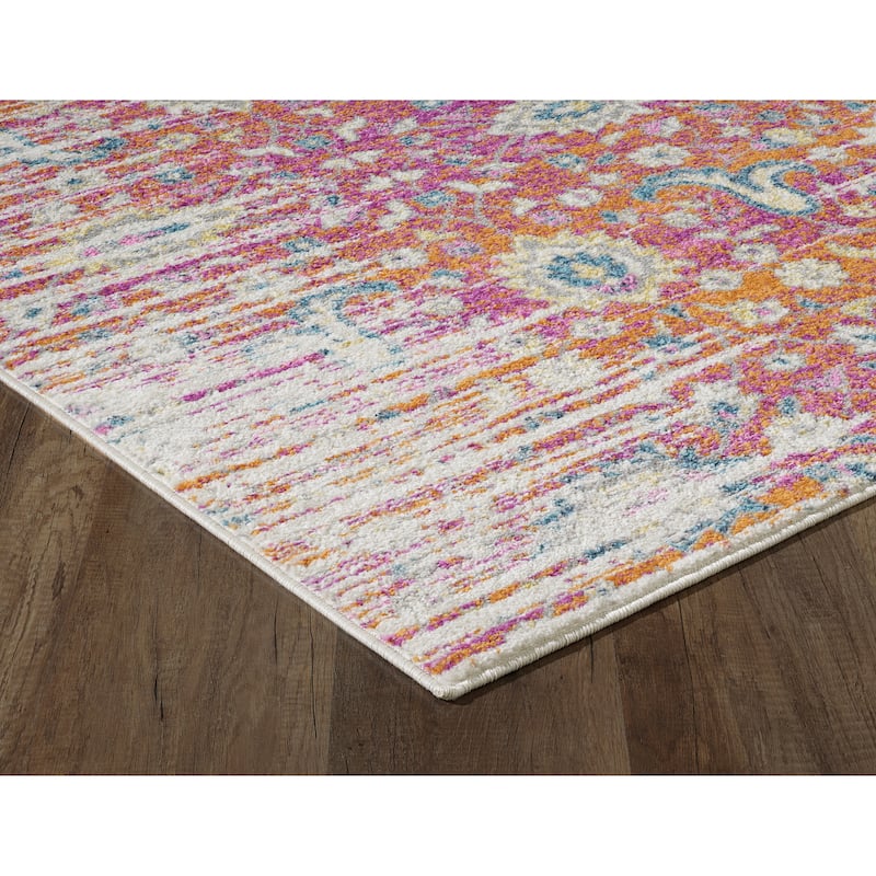Porch & Den Spirited Mid-Century Distressed Floral Area Rug