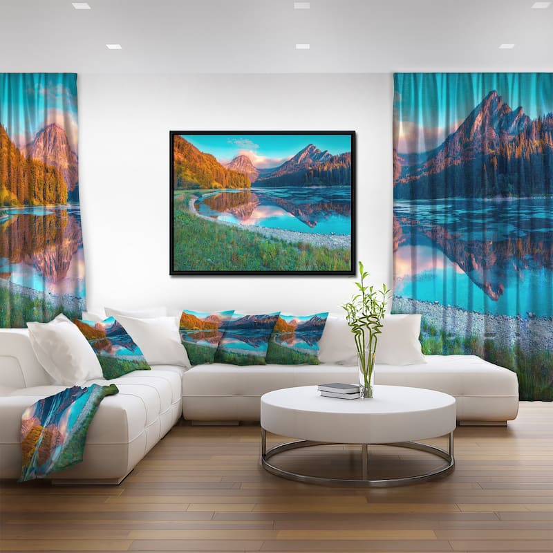 Designart "Beautiful Swiss Lake Obersee" Landscape Photography Framed Canvas Print