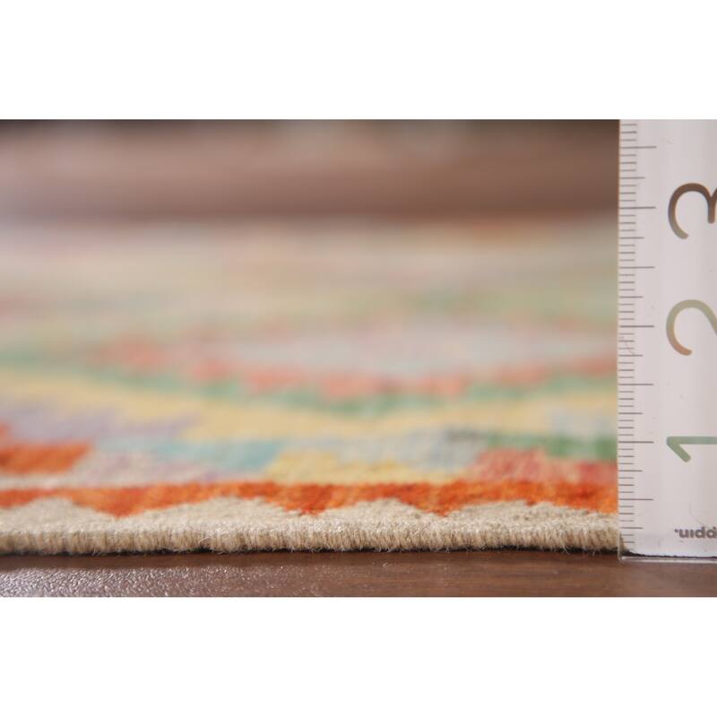 Multicolor Kilim Oriental Accent Rug Flatweave Wool Carpet - 3'4"x 5'3"
