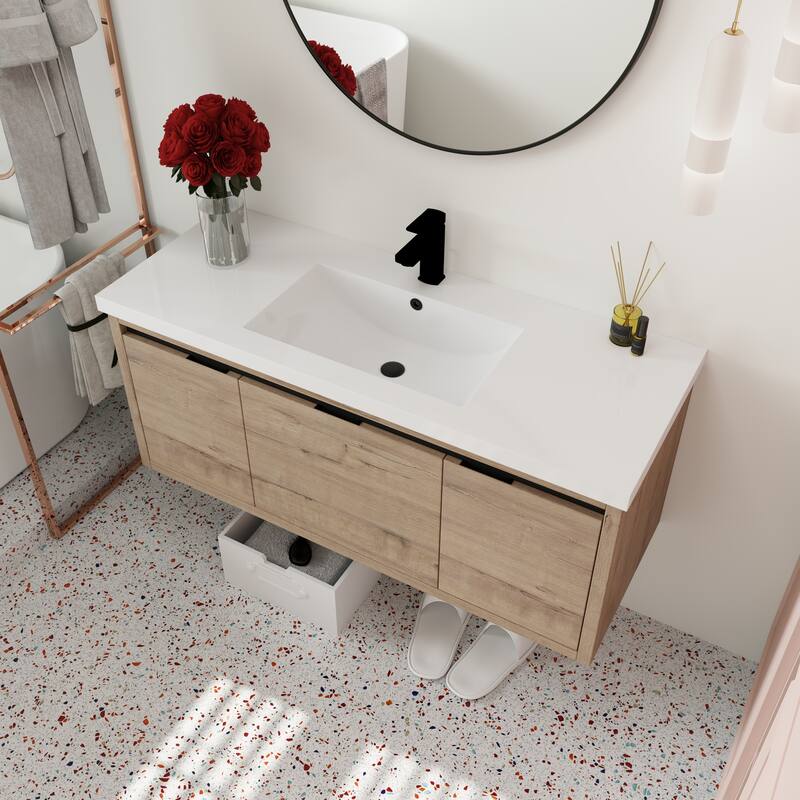 Beingnext 24"/30"/48" Bathroom Vanity with Sink, Floating Bathroom Vanity With Soft Close Door