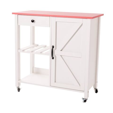 Kitchen Island with Drawers and Cabinet, Kitchen Cart with Wheels