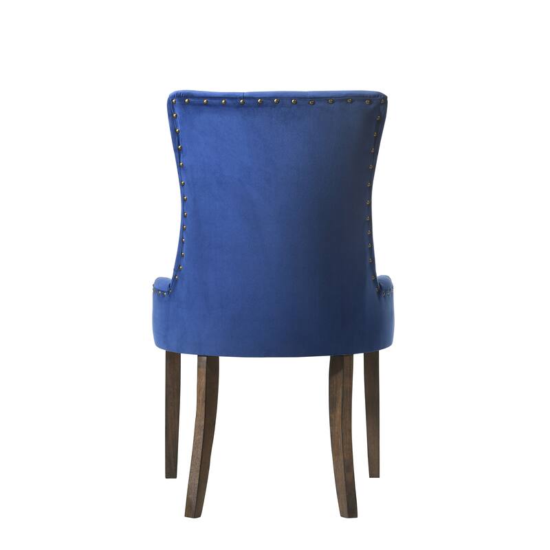Side Chair, Blue Velvet & Espresso Finish