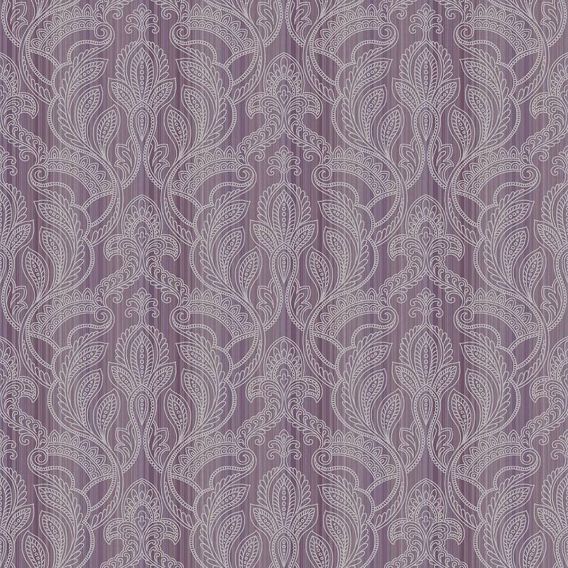Galerie Wallcoverings Nordic Elements Embossed Paisley Stripe Non-woven Metallic Wallpaper Roll - 33 feet x 21 inches - Purple/Lilac