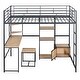 preview thumbnail 8 of 38, Full Size Metal Loft Bed with Bulit-in Desk and Stool, Heavy Duty Loft Bedframe with Cabinet and Open Storage Shelves for Kids