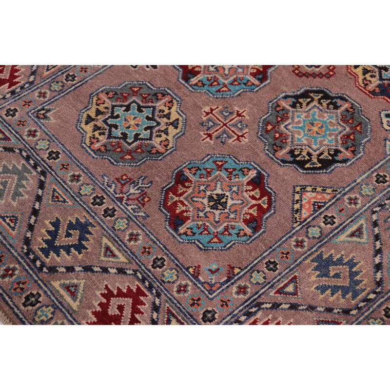 Bohemian Kazak Carl Light Purple/Light Purple Wool Rug - 3'4'' x 5'0''
