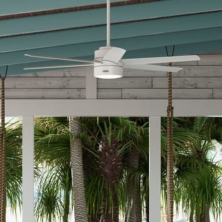 Hunter 72" Solaria Outdoor Damp-Rated Ceiling Fan with LED Light, Wall Control - Industrial, Modern - ENERGY STAR!