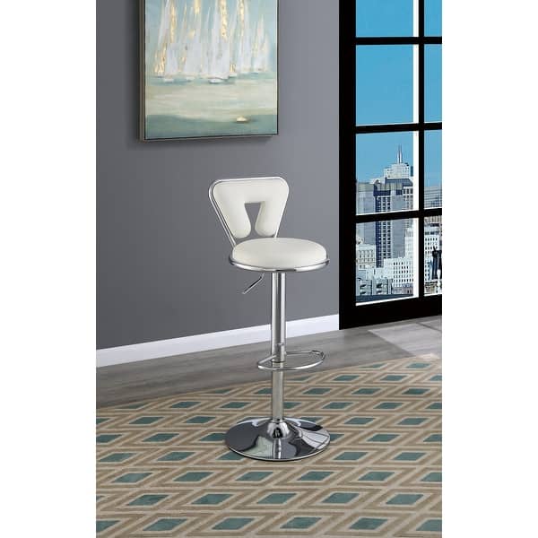 White Modern Adjustable Bar Stool Gas Lift Chair Counter Height Bar