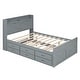 preview thumbnail 7 of 9, Full Size Bed Frame, Storage Headboard, Outlets,Trundle,3 Drawers,Gray