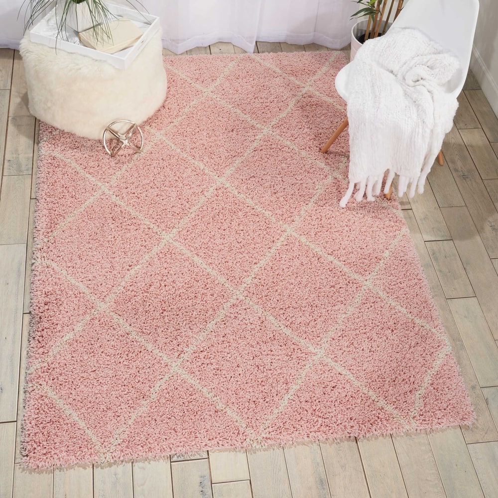 Nourison Brisbane Large Diamond Geometric Modern Shag Area Rug