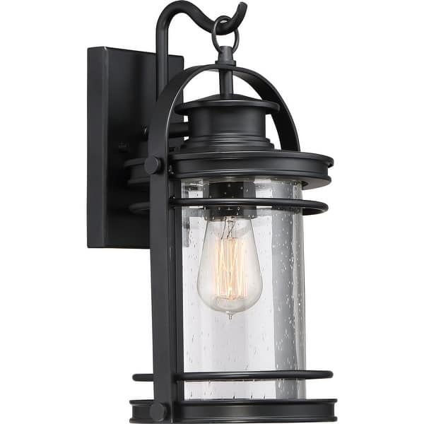 slide 2 of 6, Booker 1-Light Outdoor Wall Lantern in Mystic Black Mystic Black
