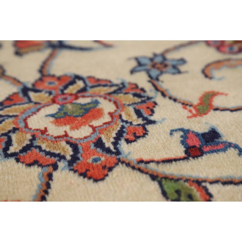 Hand Knotted Oriental 100% Wool Carpet Traditional All-Over Beige & Ivories Sarouk Area Rug - 9' 10'' X 6' 7''