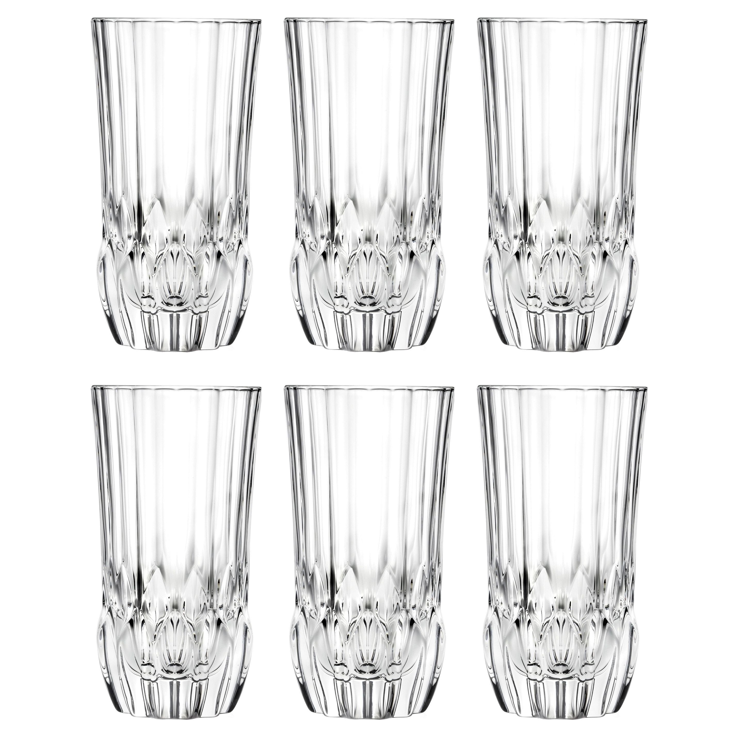 Majestic Crystal 6 - Piece 13oz. Lead Crystal Highball Glass Glassware Set