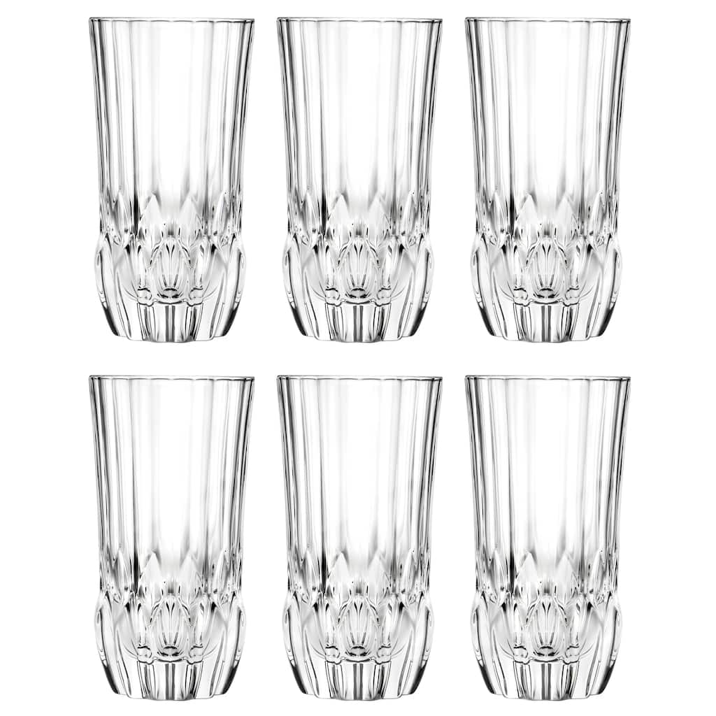 Highball - Glass - Set of 6 - Hiball Glasses - 13.5 oz. - by Majestic Gifts Inc. - Made in Europe